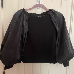 Do+Be Black Long Balloon Sleeve Top